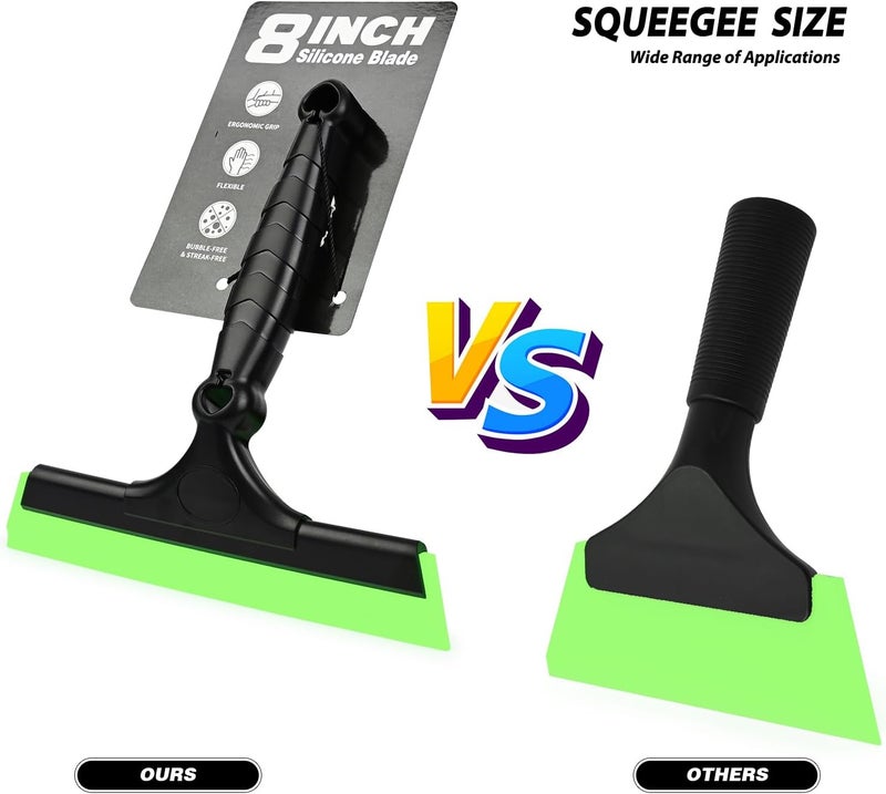 Ehdis 2PCS Flexible 8-Inch Silicone Squeegee Window Tint Tool Auto Water Blade, Shower Squeegee for Car Windshield, Glass, Tiles, and Smooth Surfaces (Green) - Image 2